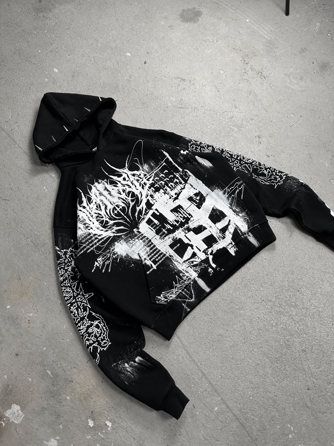 1of1 spiked OVERDXSE HOODIE size L