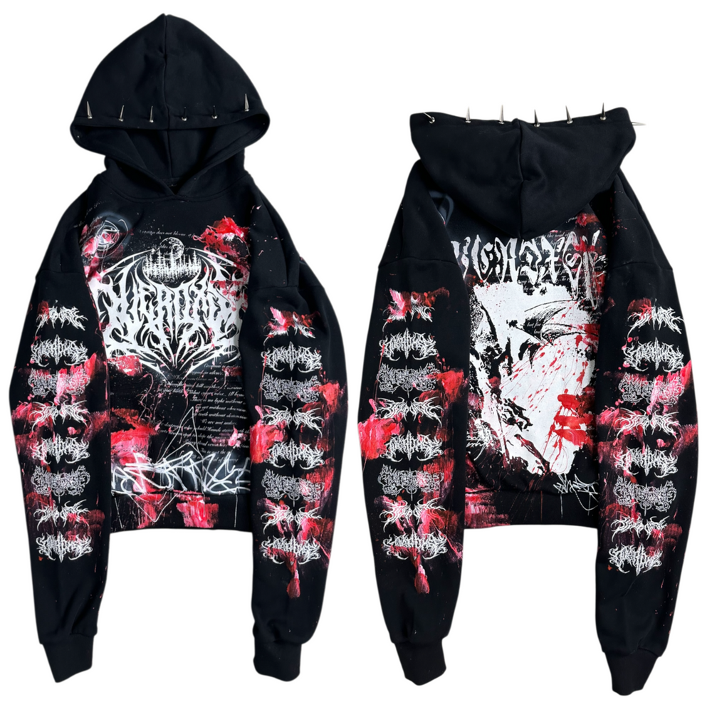 1of1 spiked BLOODY OVERDXSE HOODIE size S