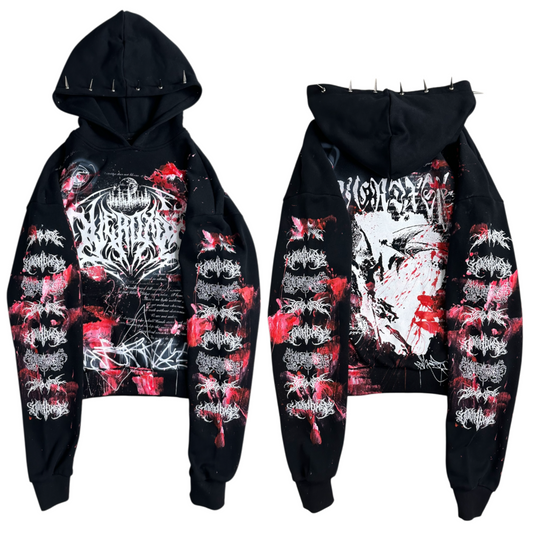 1of1 spiked BLOODY OVERDXSE HOODIE size S