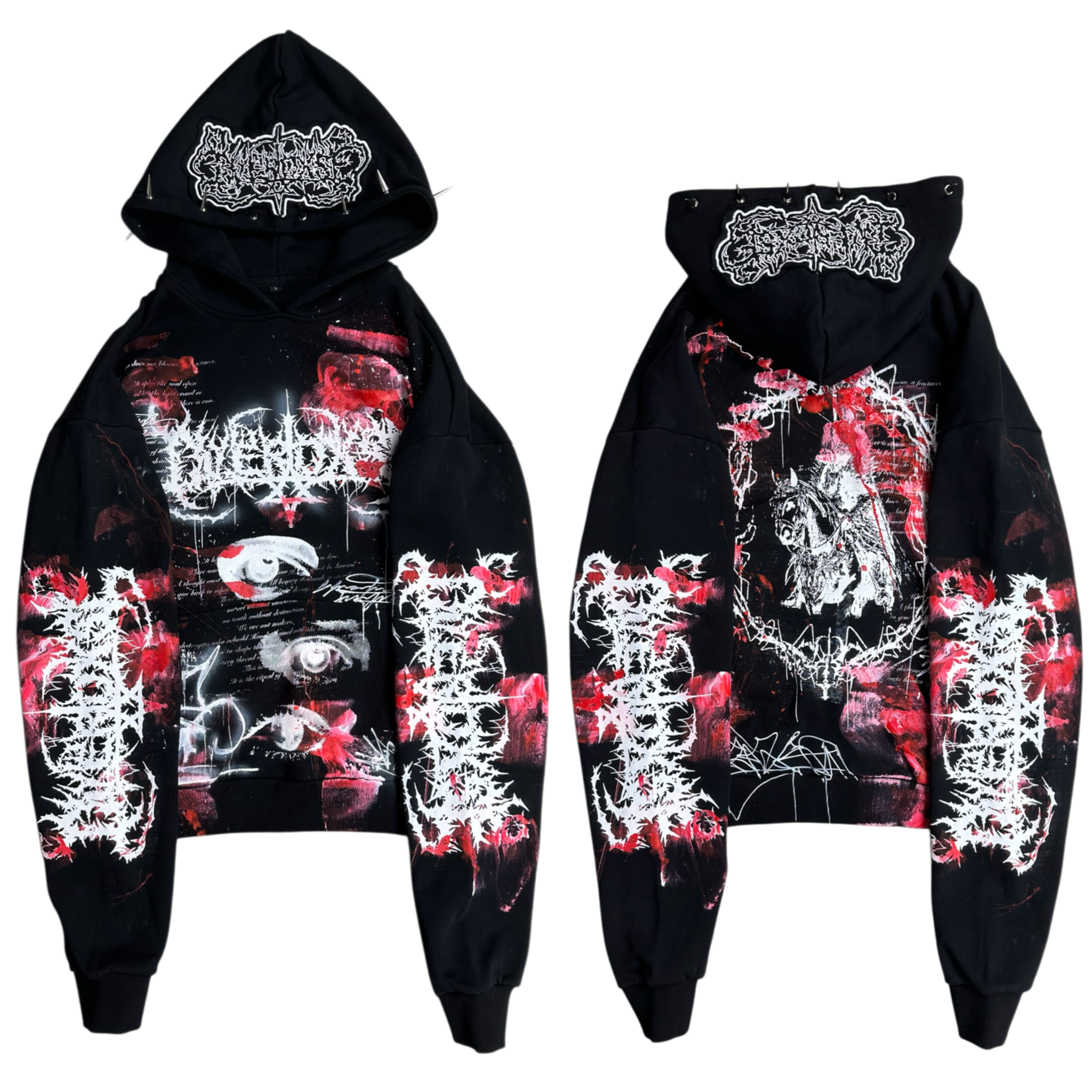 1of1 spiked BLOODY OVERDXSE HOODIE size L