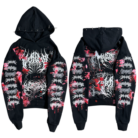 1of1 spiked BLOODY OVERDXSE HOODIE size L