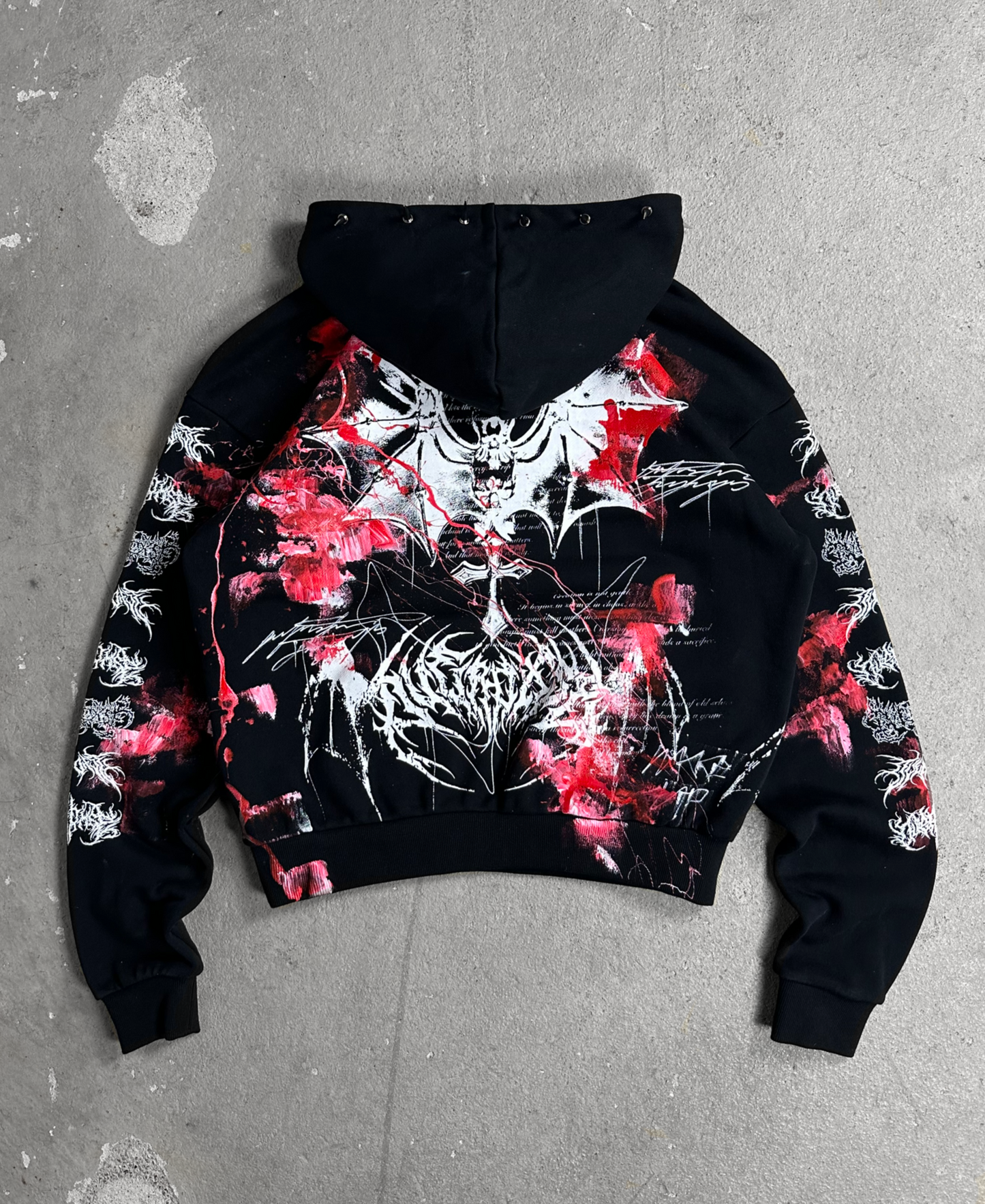 1of1 spiked BLOODY OVERDXSE HOODIE size S