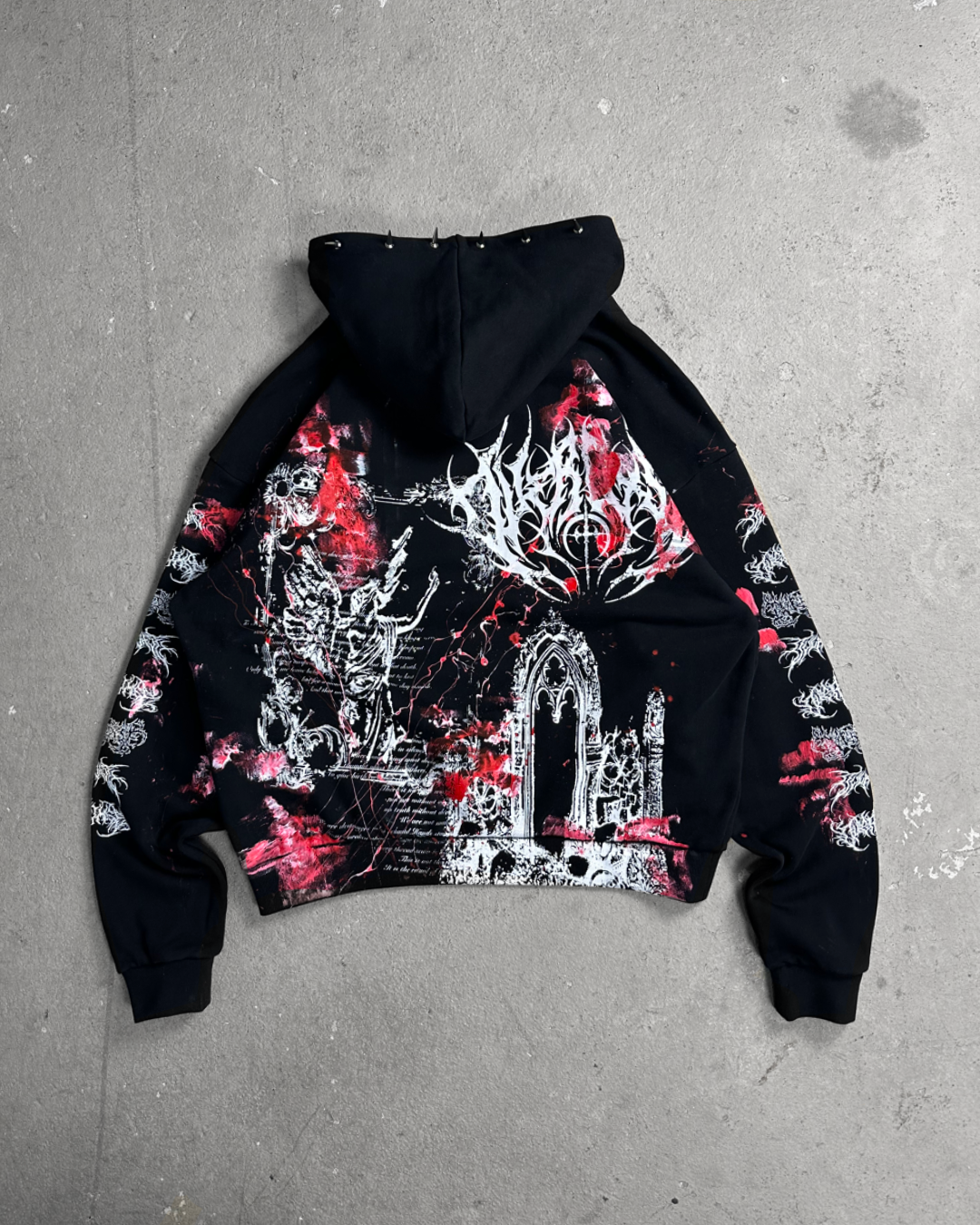 1of1 spiked BLOODY OVERDXSE HOODIE size XXL
