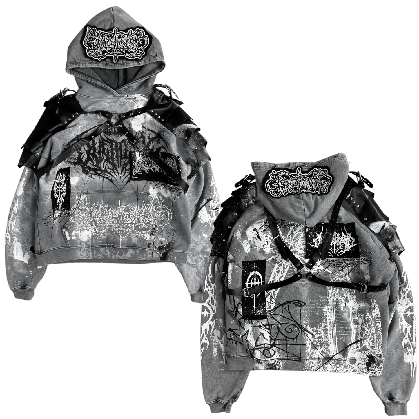 1of1 spiked OVERDXSE ARMOR HOODIE size L