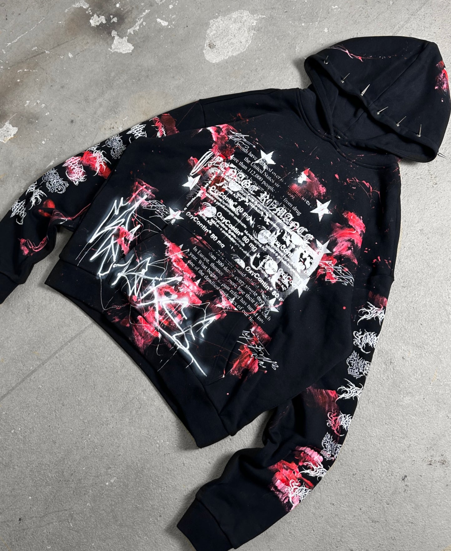 1of1 spiked BLOODY OVERDXSE HOODIE size XL