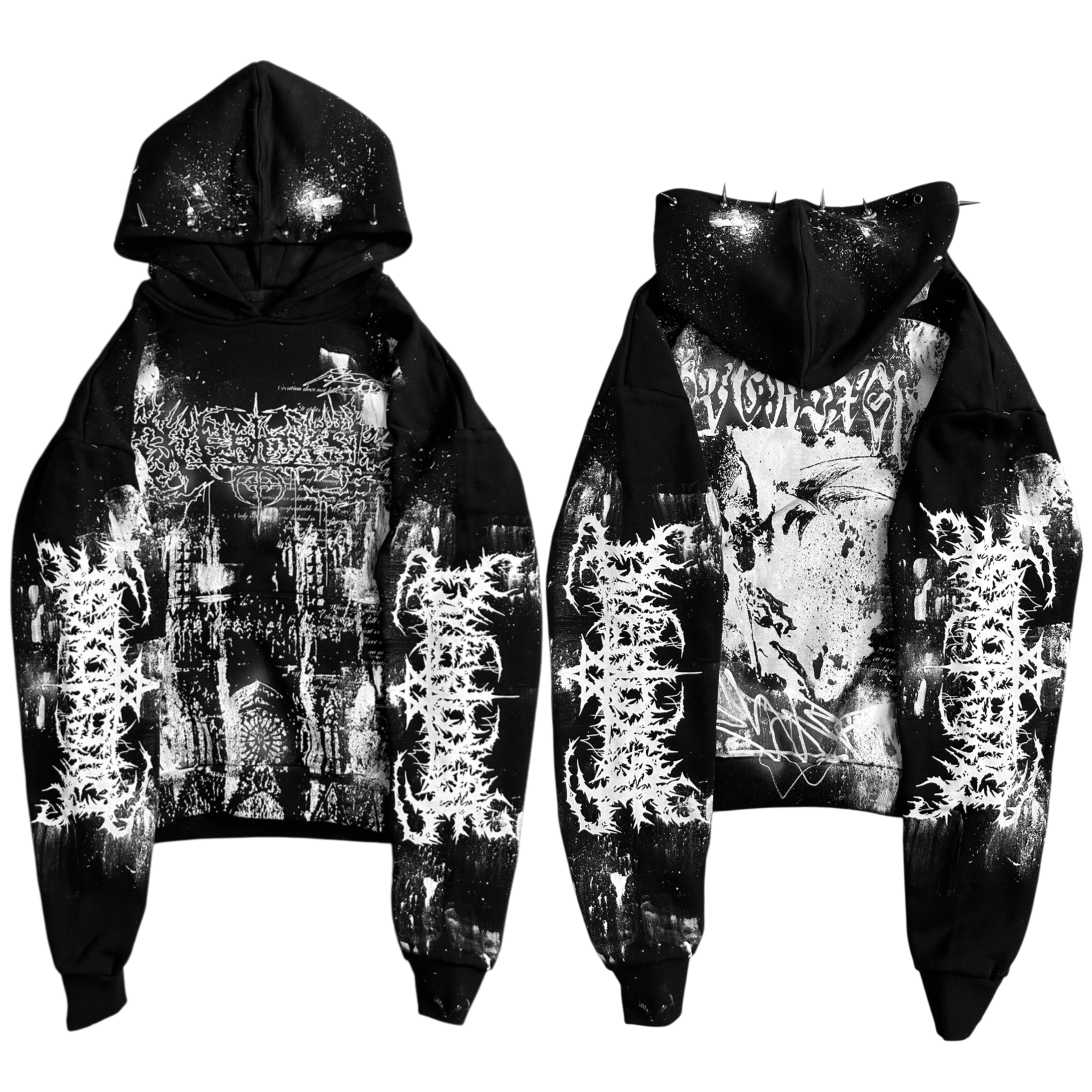 1of1 spiked OVERDXSE HOODIE size M