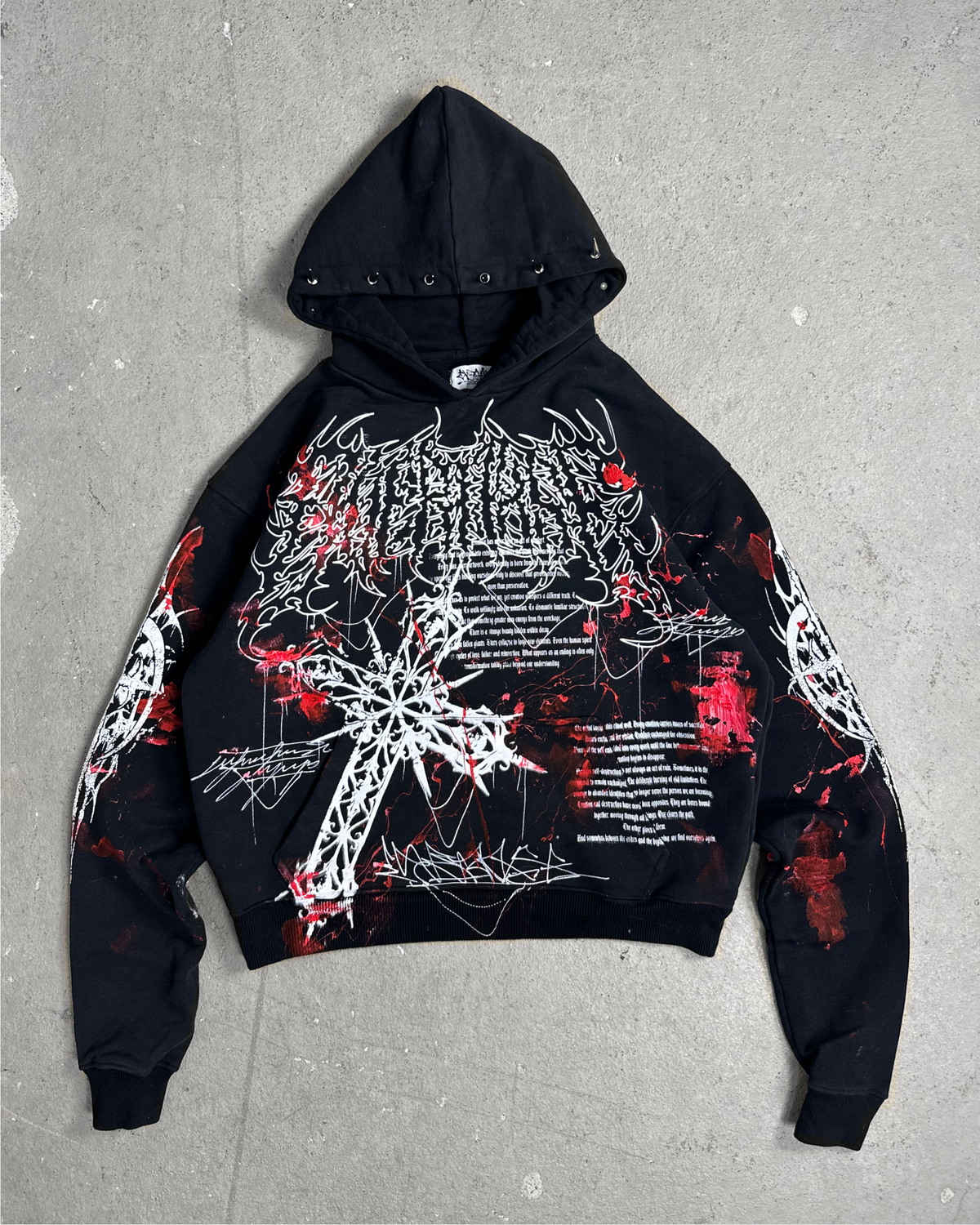 1of1 spiked BLOODY OVERDXSE HOODIE size M