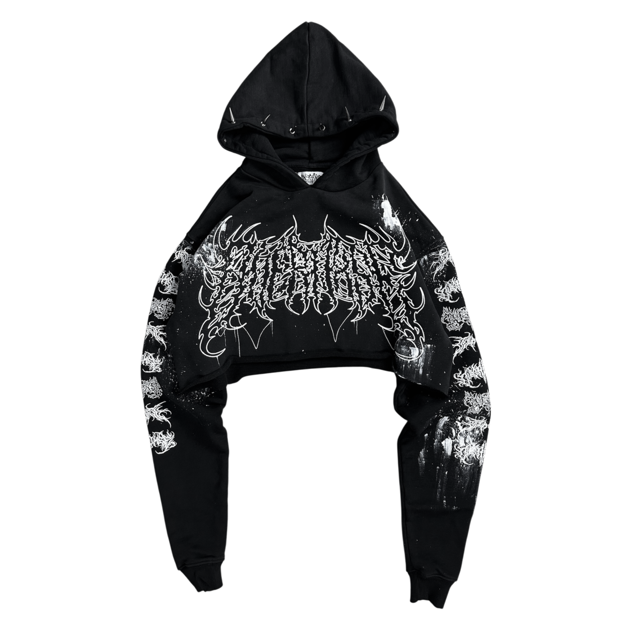1of1 cropped spiked OVERDXSE HOODIE size S
