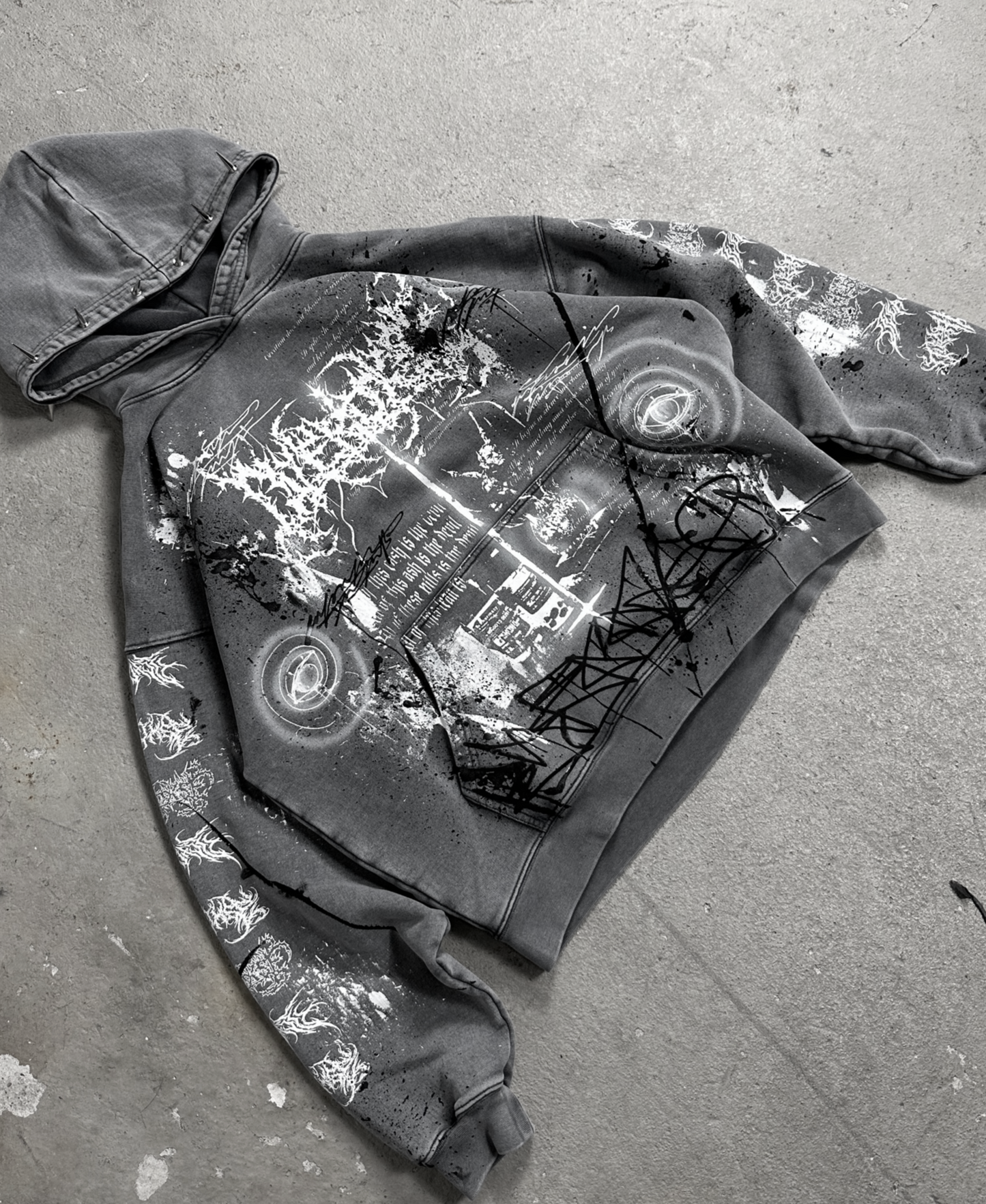 1of1 spiked OVERDXSE HOODIE size L