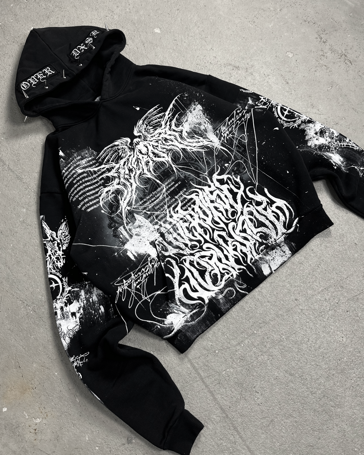1of1 spiked OVERDXSE HOODIE size XL