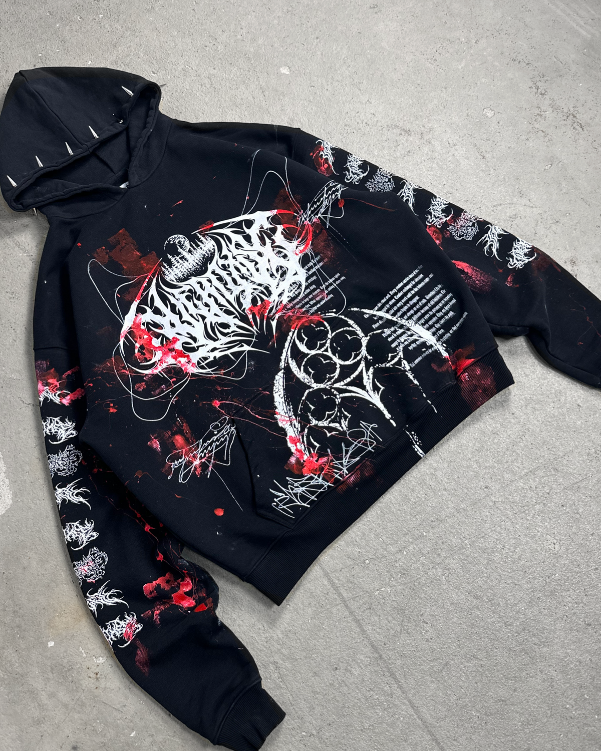 1of1 spiked BLOODY OVERDXSE HOODIE size XXL