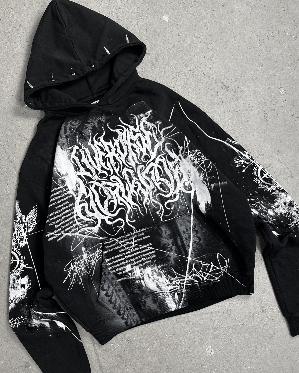 1of1 spiked OVERDXSE HOODIE size L