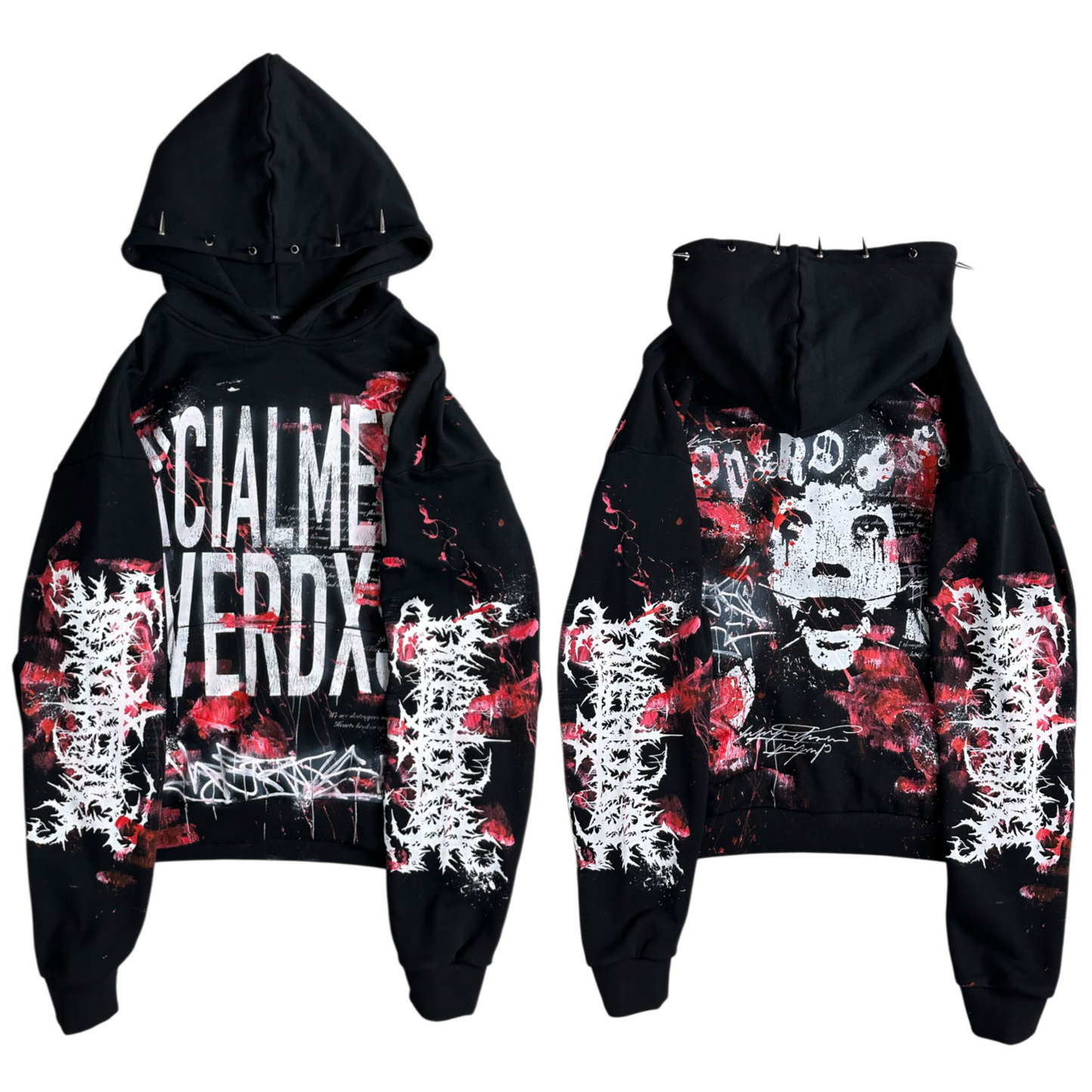 1of1 spiked BLOODY OVERDXSE HOODIE size XXL