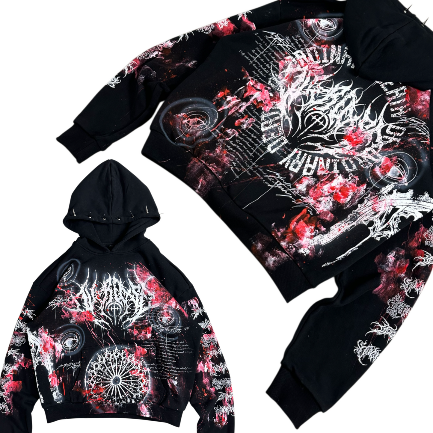 1of1 spiked BLOODY OVERDXSE HOODIE size XL