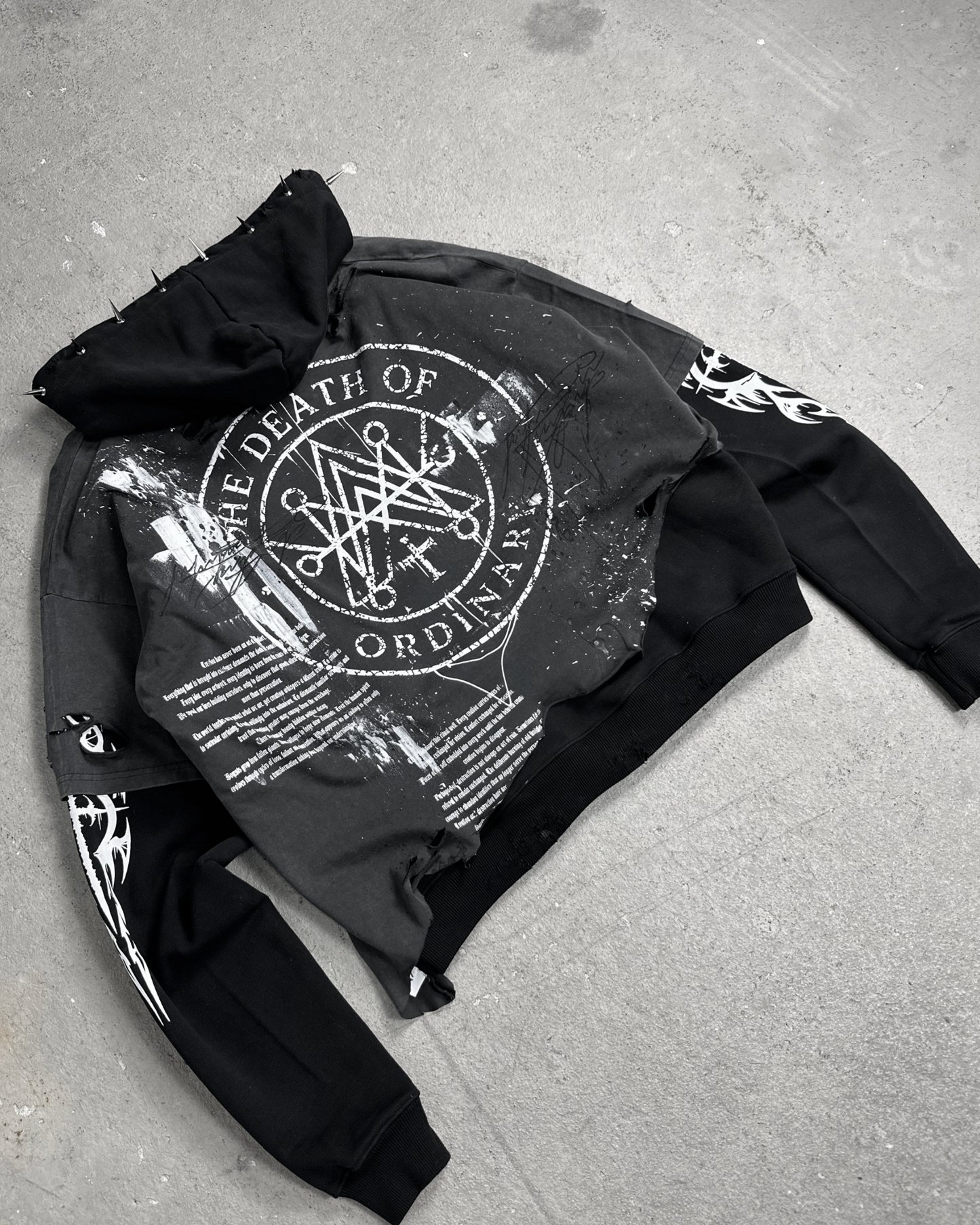 1of1 double layer OVERDXSE „DEATH OF ORDINARY“ spiked HOODIE size XL