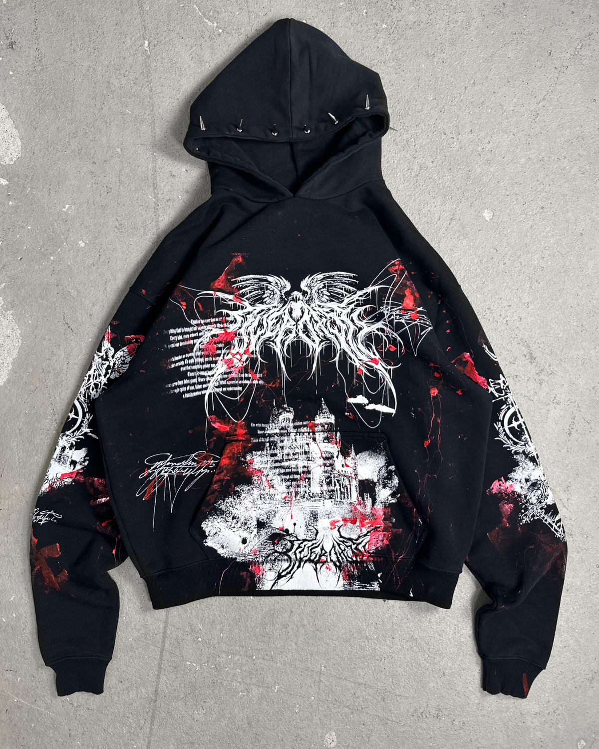 1of1 spiked BLOODY OVERDXSE HOODIE size XXL