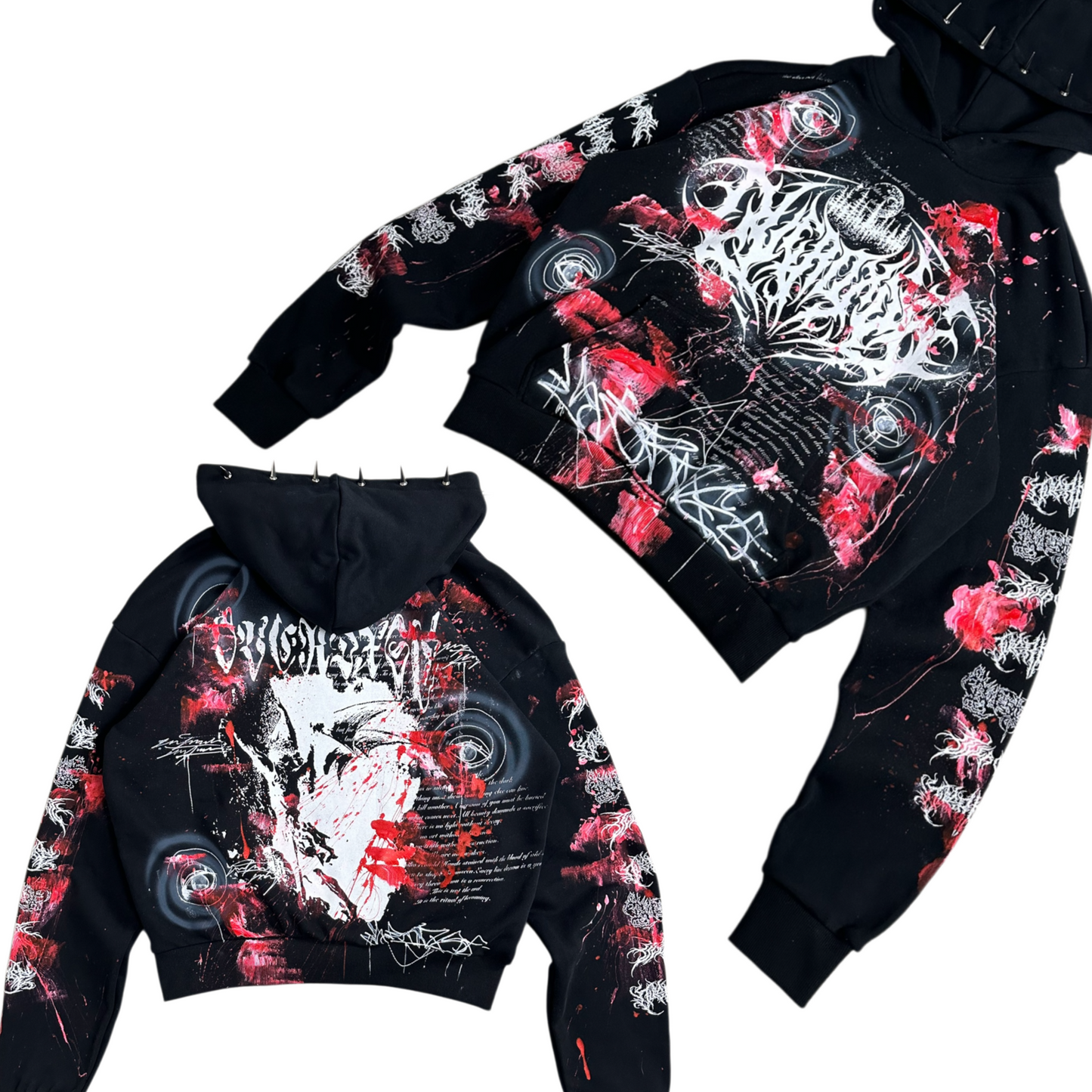 1of1 spiked BLOODY OVERDXSE HOODIE size S