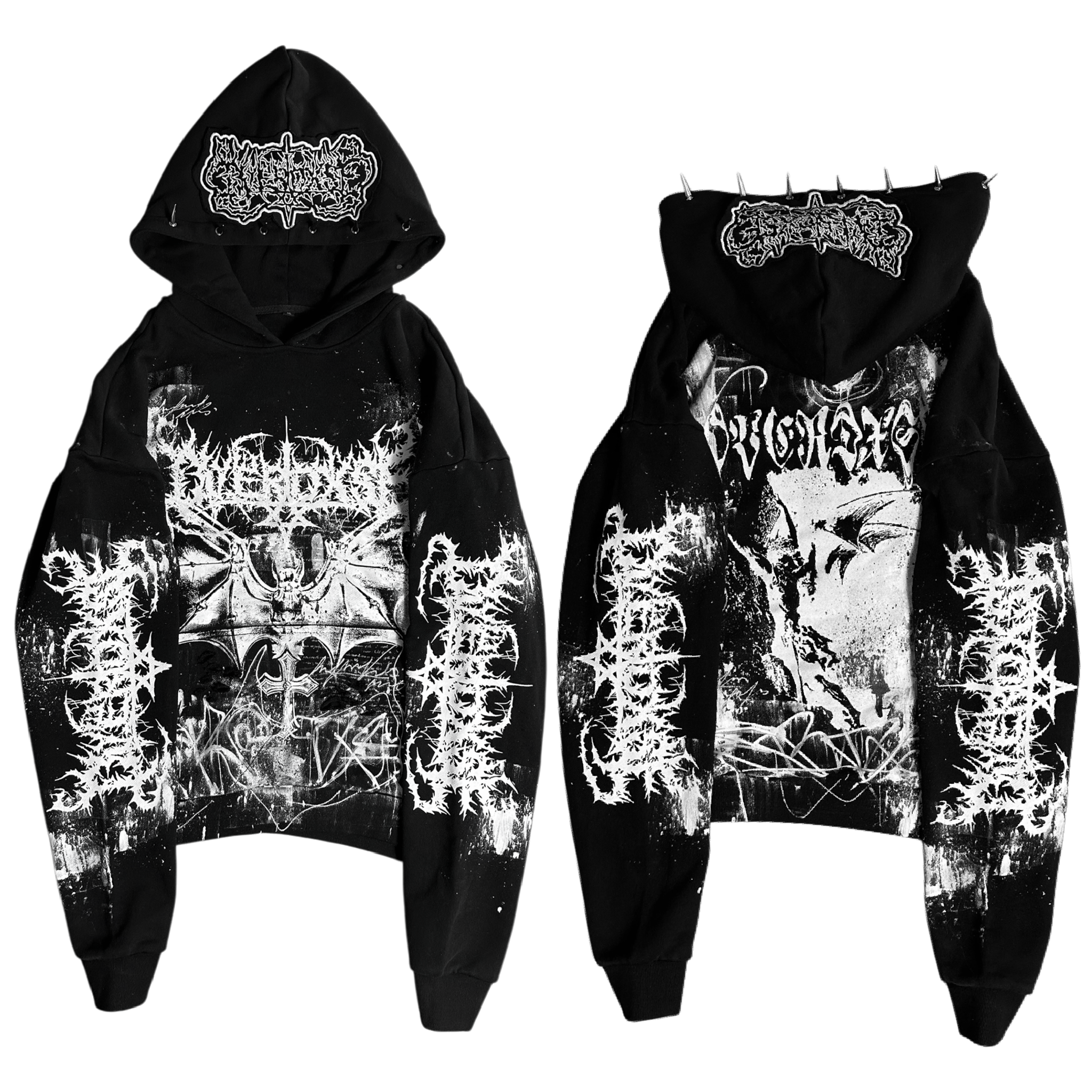 1of1 spiked OVERDXSE HOODIE size XL