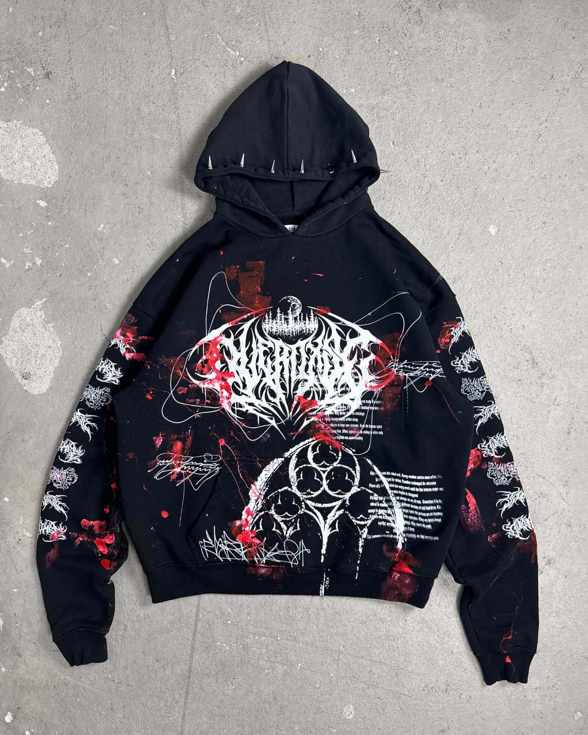 1of1 spiked BLOODY OVERDXSE HOODIE size XXL