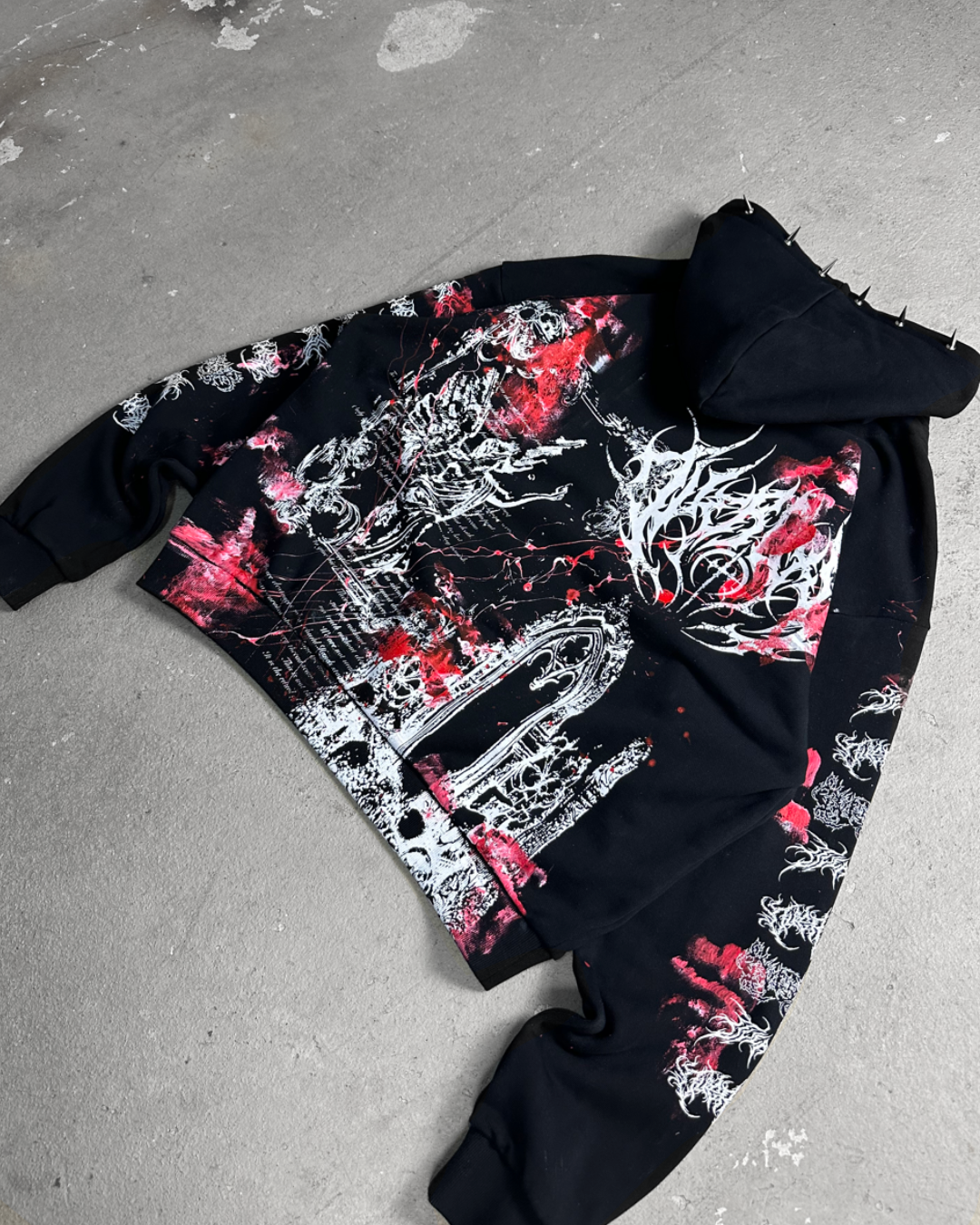 1of1 spiked BLOODY OVERDXSE HOODIE size XXL