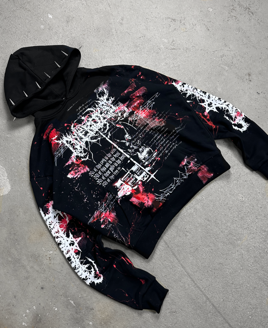 1of1 spiked BLOODY OVERDXSE HOODIE size M