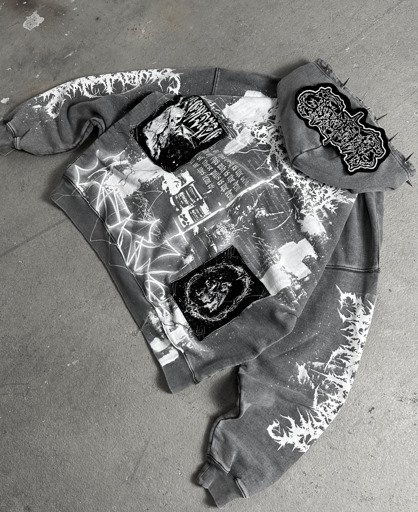 1of1 spiked OVERDXSE HOODIE size M