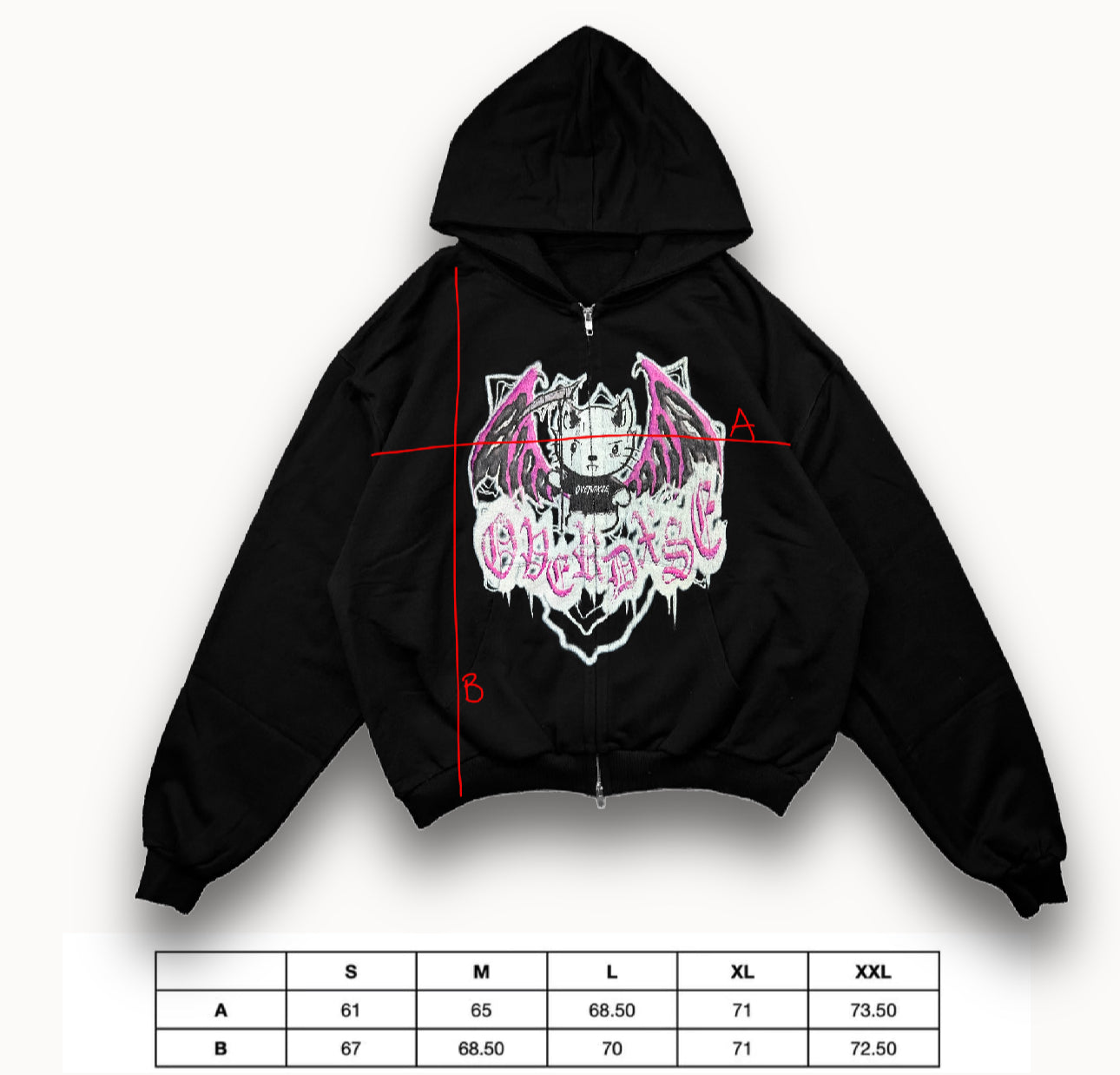 1of1 OVERDXSE DEMON KITTY ZIPPER size XL