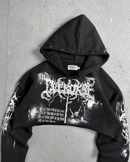 1of1 cropped spiked OVERDXSE HOODIE size S