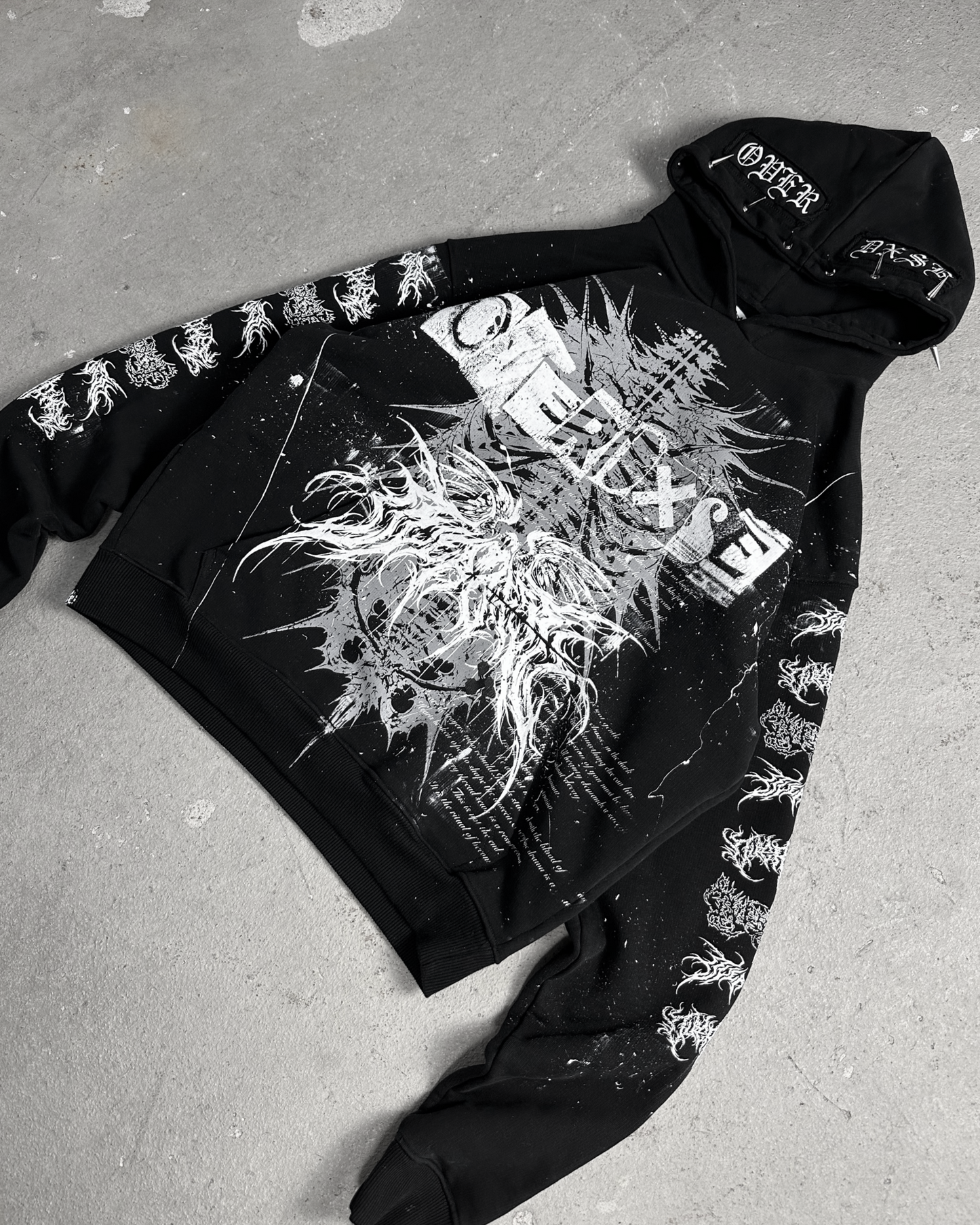 1of1 spiked OVERDXSE HOODIE size L