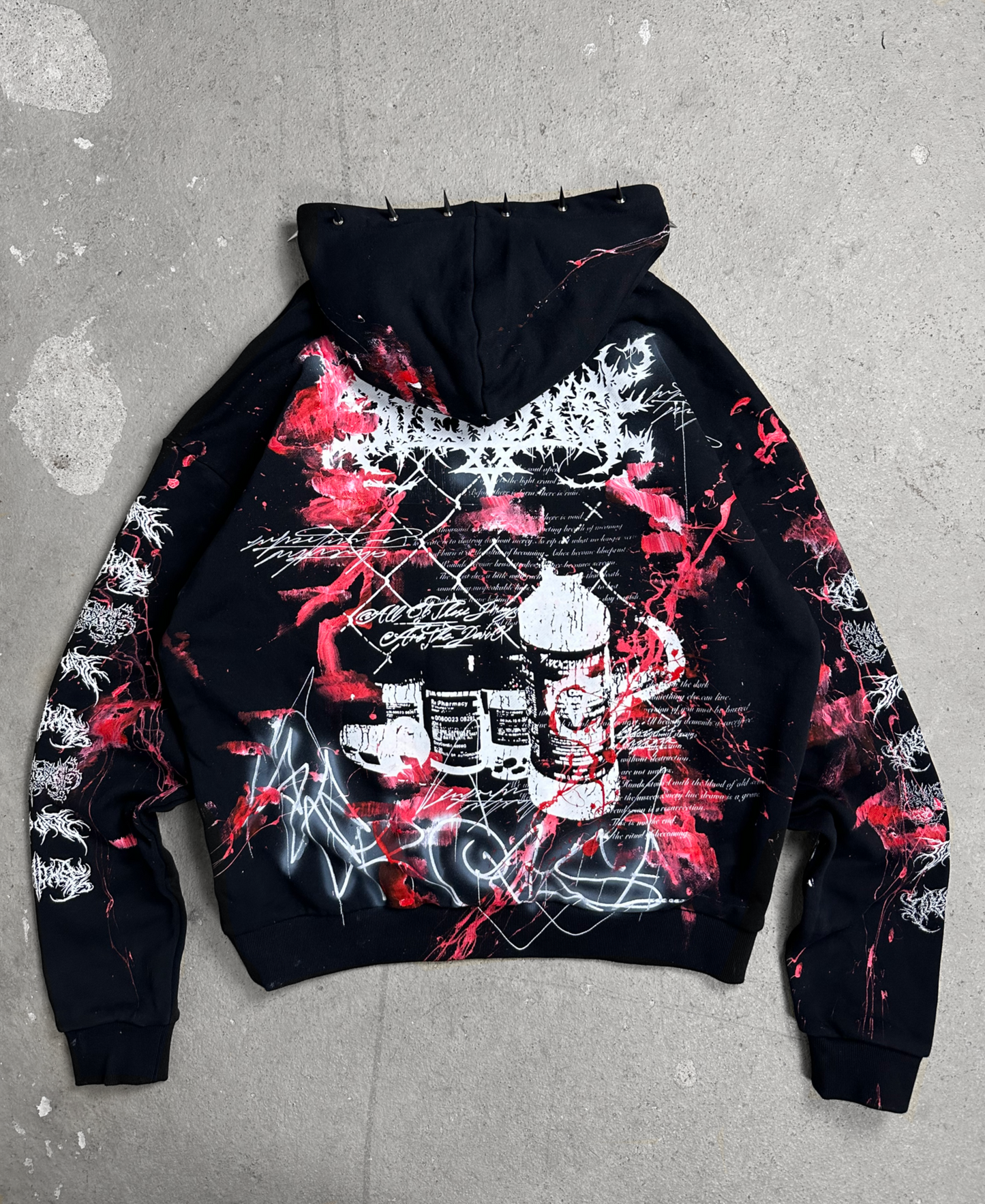 1of1 spiked BLOODY OVERDXSE HOODIE size XL