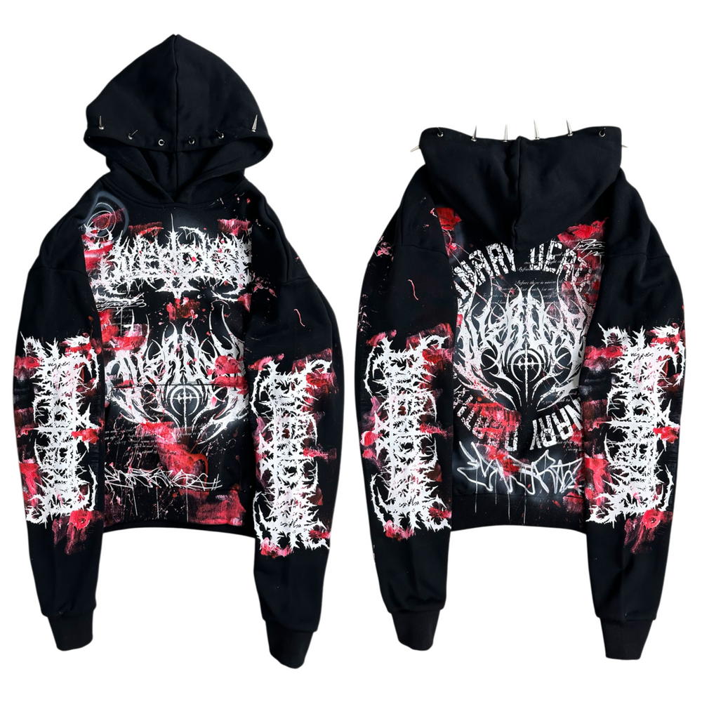 1of1 spiked BLOODY OVERDXSE HOODIE size S