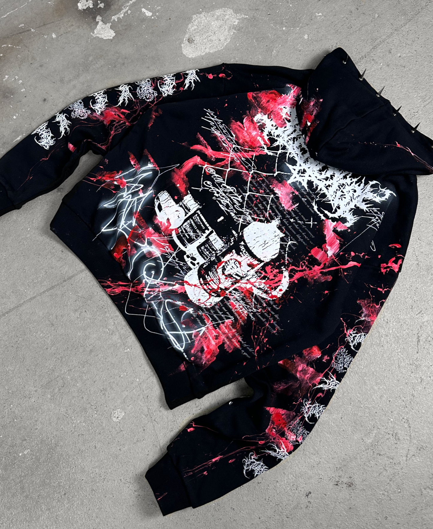 1of1 spiked BLOODY OVERDXSE HOODIE size XL