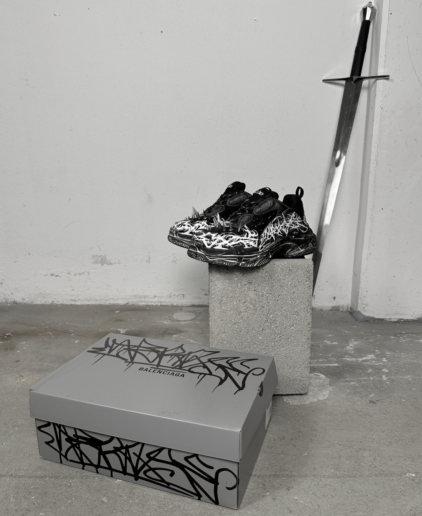 1of1 OVERDXSE / BALENCIAGA TRIPLE S SPIKE STOMPERS EU45