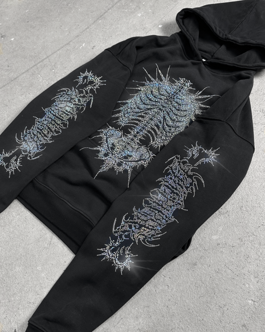 OVERDXSE RHINESTONE „BONEFRAME“ HOODIE all sizes