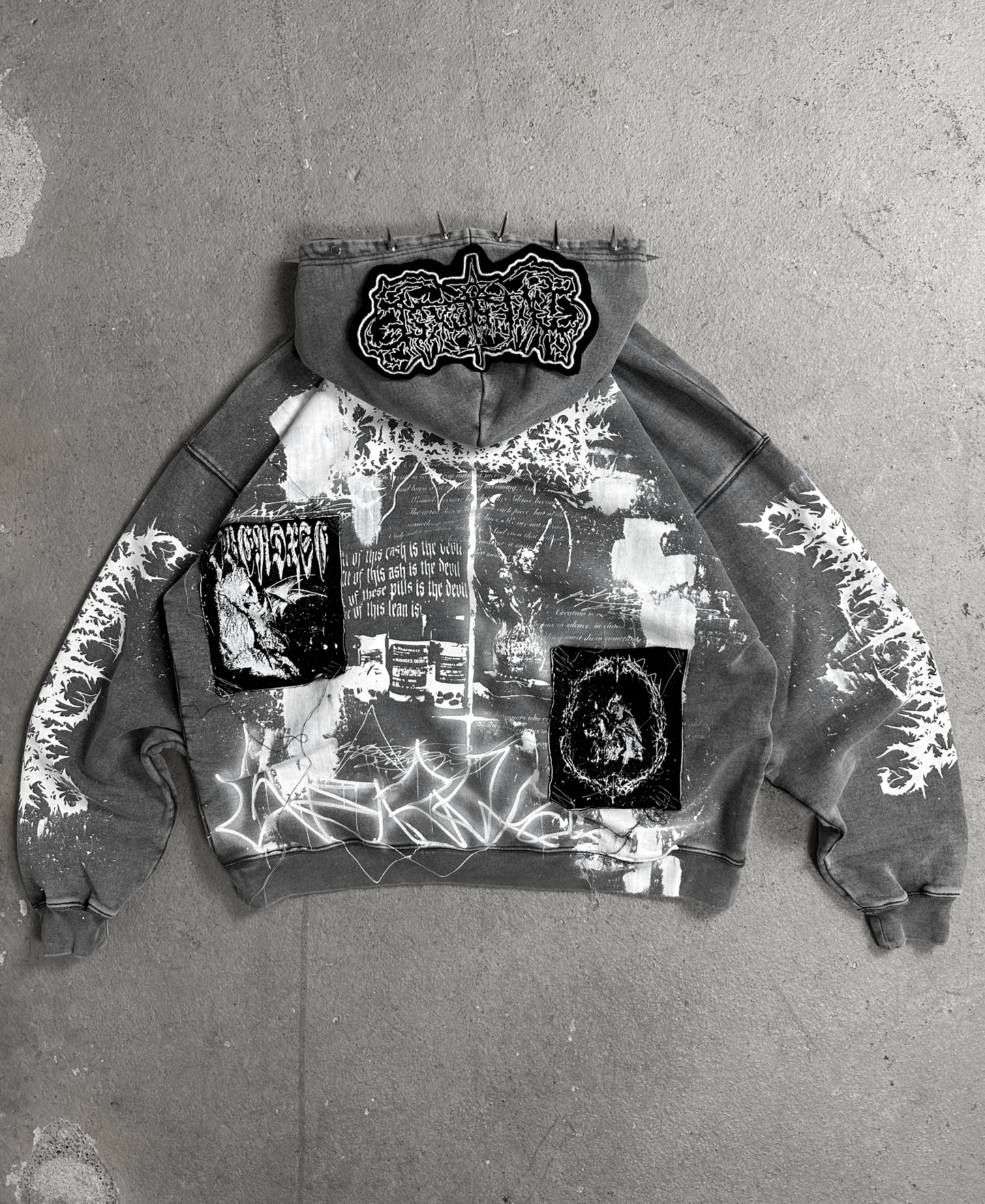 1of1 spiked OVERDXSE HOODIE size M