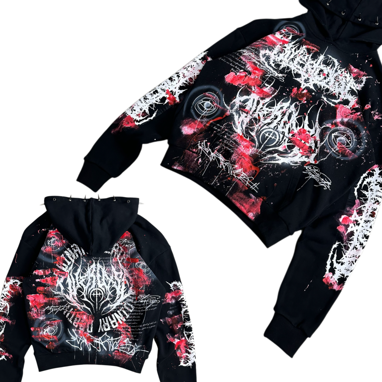 1of1 spiked BLOODY OVERDXSE HOODIE size S