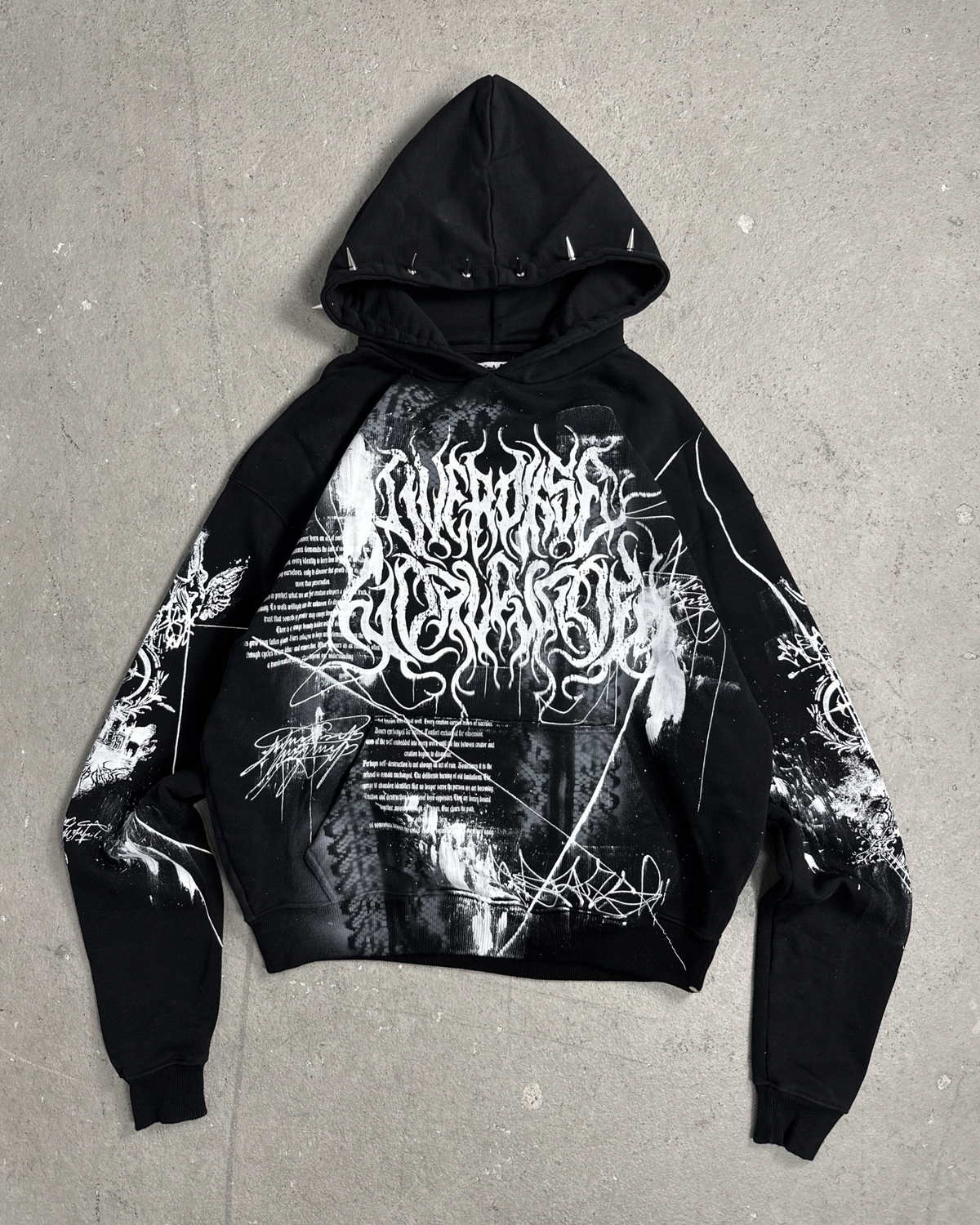 1of1 spiked OVERDXSE HOODIE size L