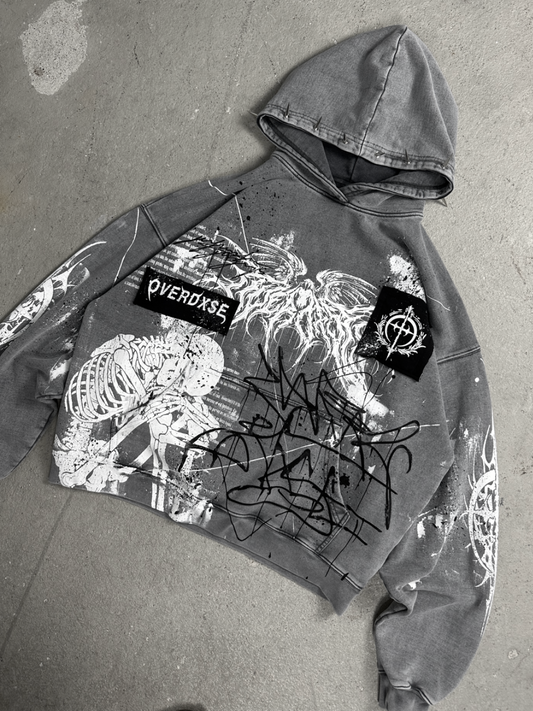 1of1 Stone washed spiked OVERDXSE HOODIE size L