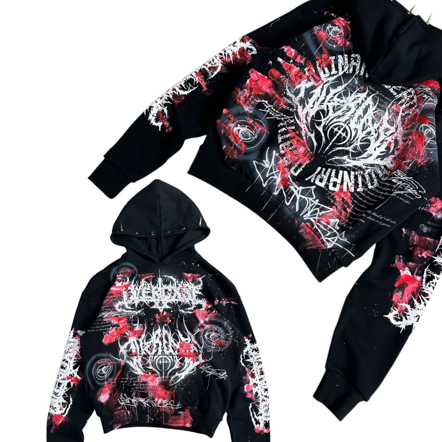 1of1 spiked BLOODY OVERDXSE HOODIE size S