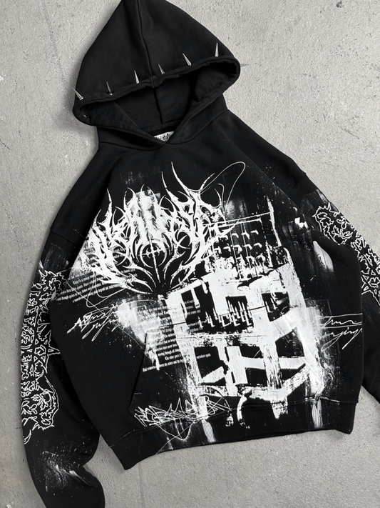 1of1 spiked OVERDXSE HOODIE size L