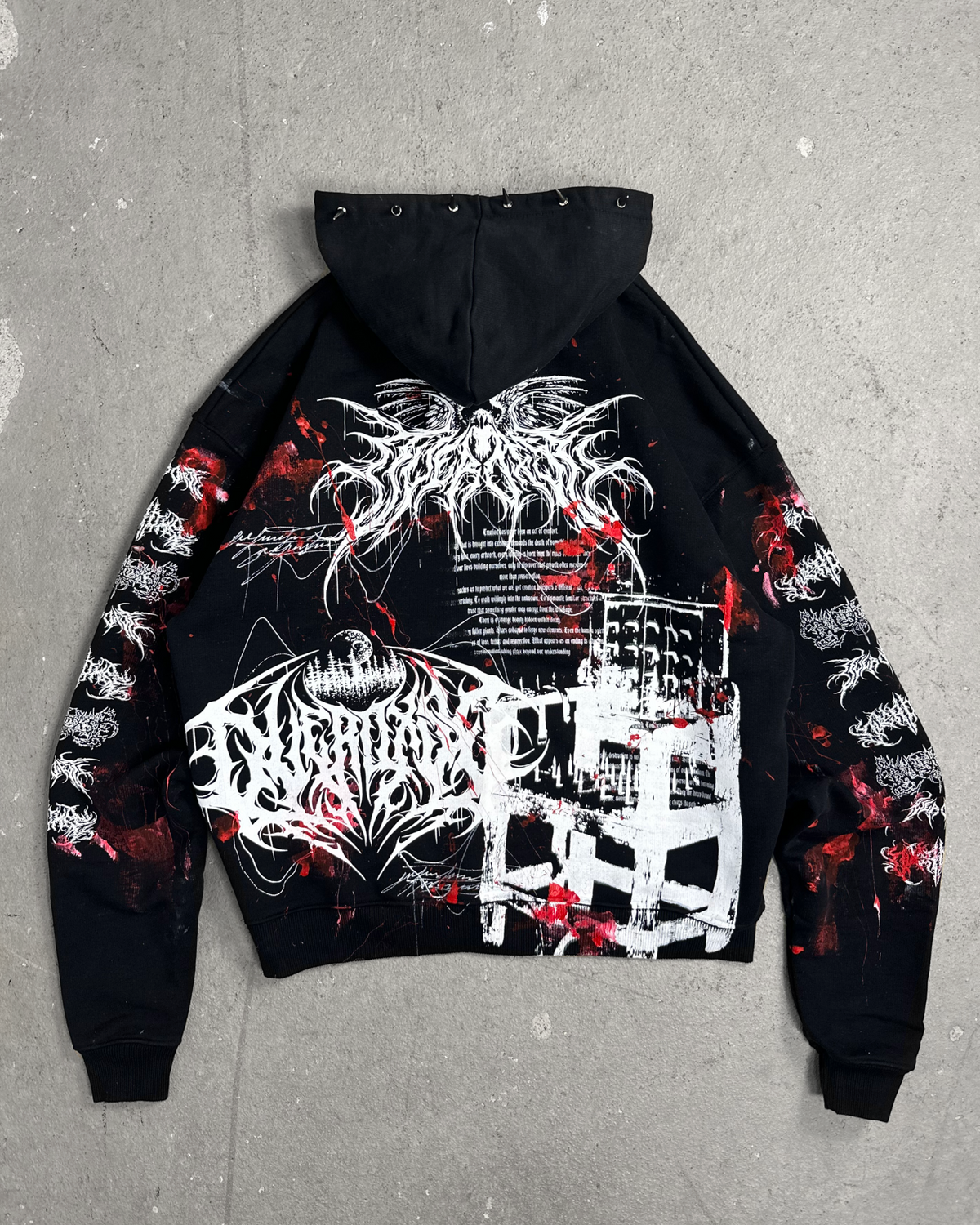 1of1 spiked BLOODY OVERDXSE HOODIE size XXL