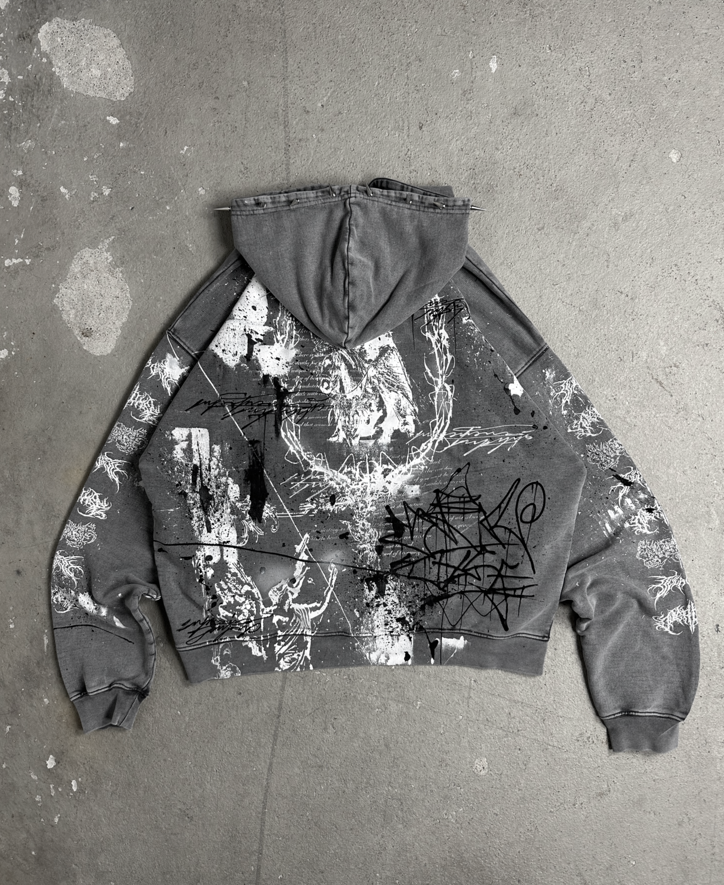 1of1 stone washed spiked OVERDXSE HOODIE size XL