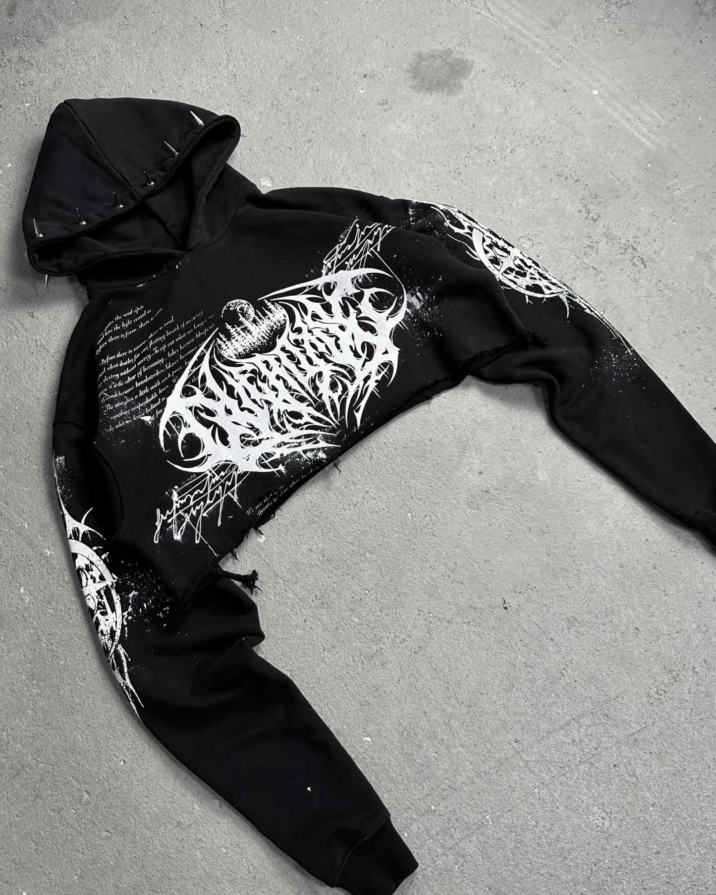 1of1 cropped spiked OVERDXSE HOODIE size M
