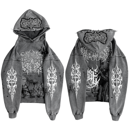 1of1 spiked OVERDXSE stone washed HOODIE size XL