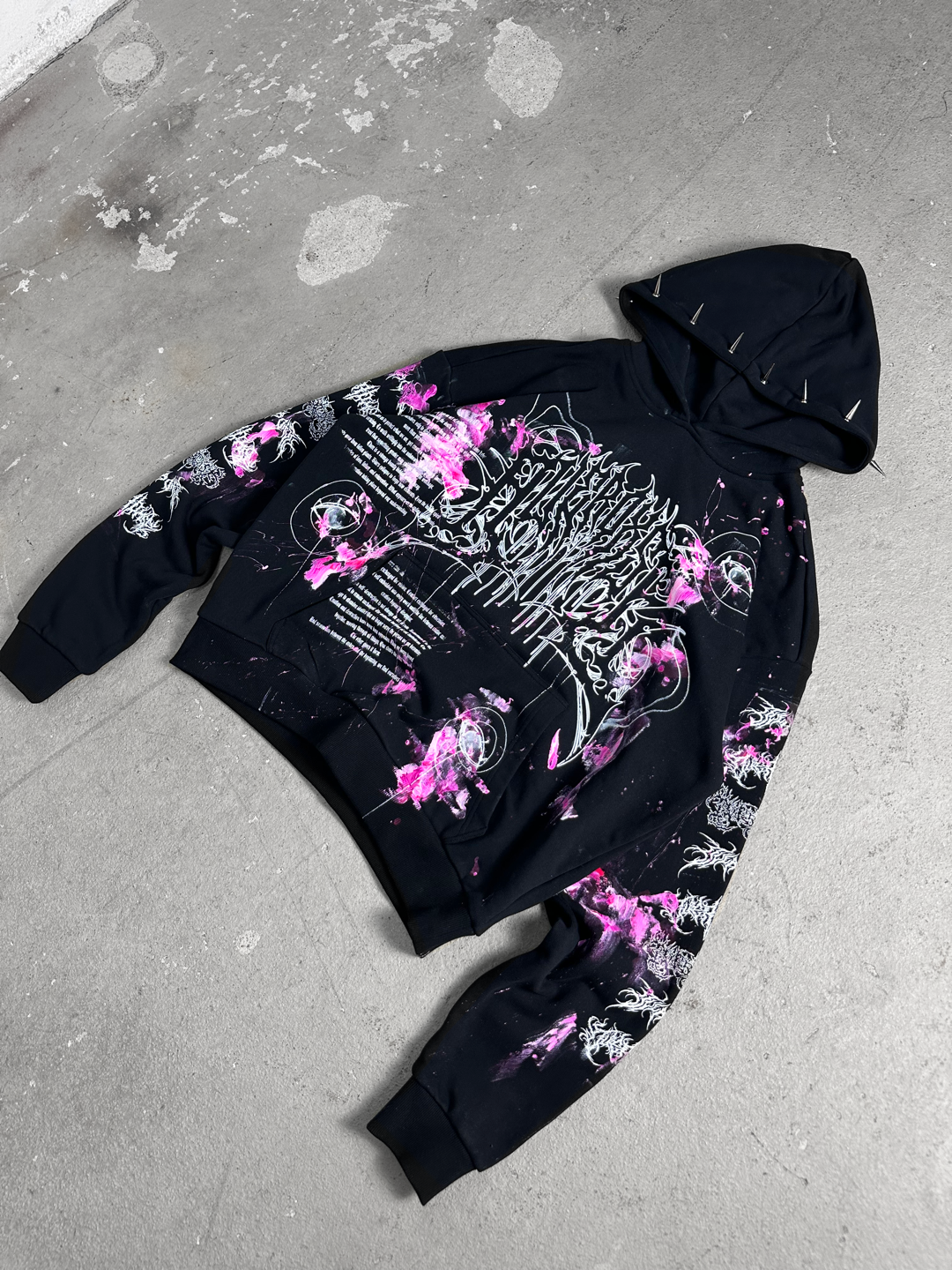 1of1 spiked OVERDXSE MAGNOLIA HOODIE size L