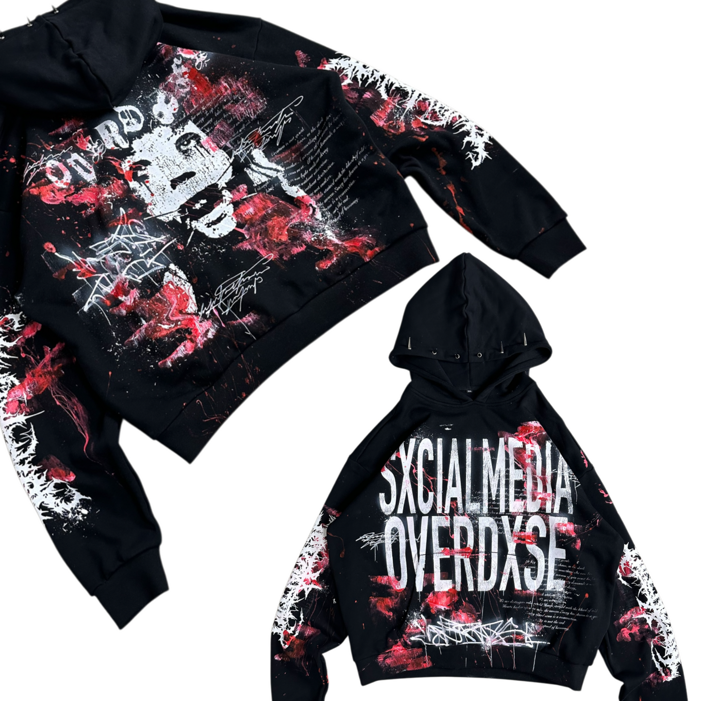 1of1 spiked BLOODY OVERDXSE HOODIE size XXL