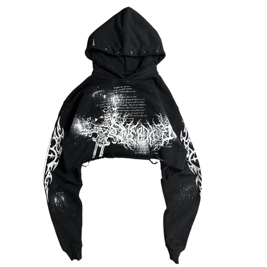 1of1 cropped spiked OVERDXSE HOODIE size S