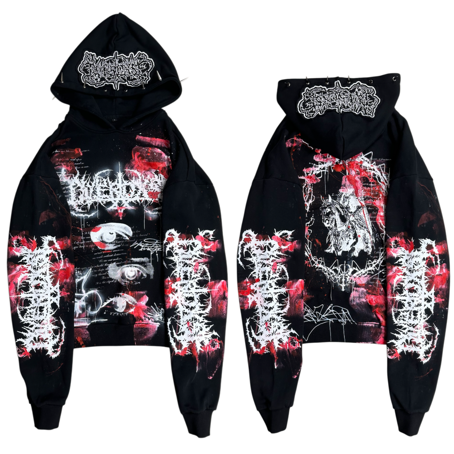 1of1 spiked BLOODY OVERDXSE HOODIE size L