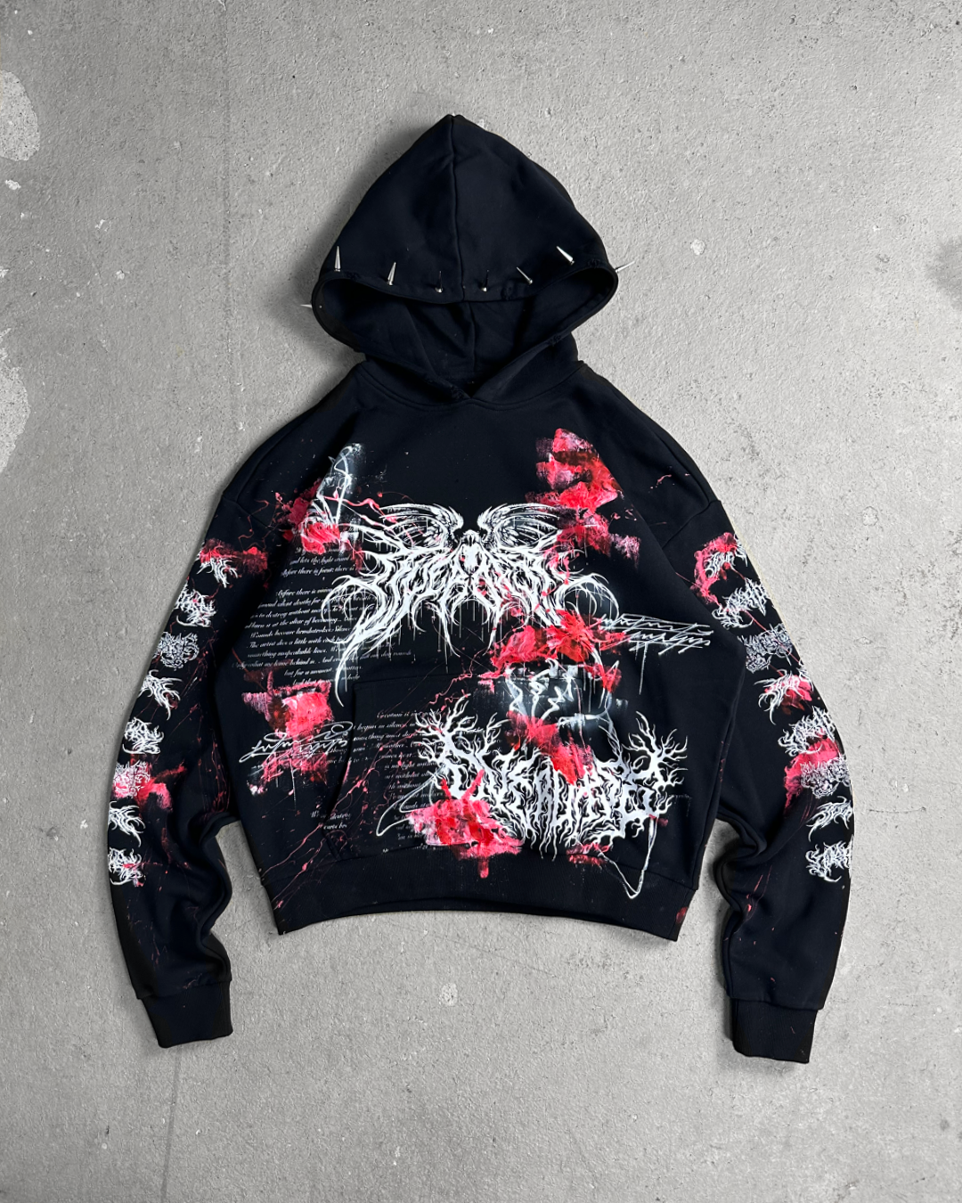 1of1 spiked BLOODY OVERDXSE HOODIE size L