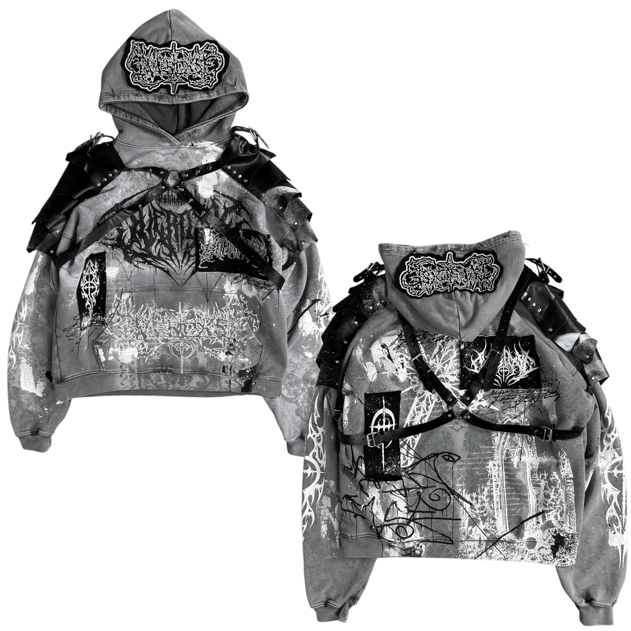 1of1 spiked OVERDXSE ARMOR HOODIE size L